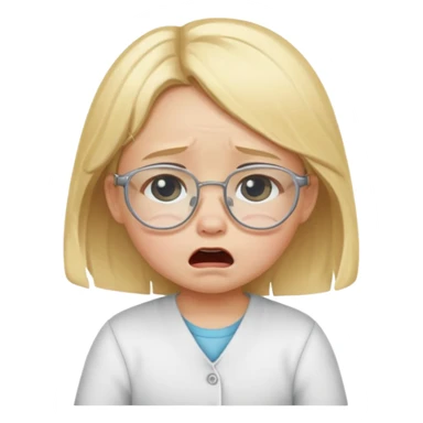blond baby girl crying with glasses sticker