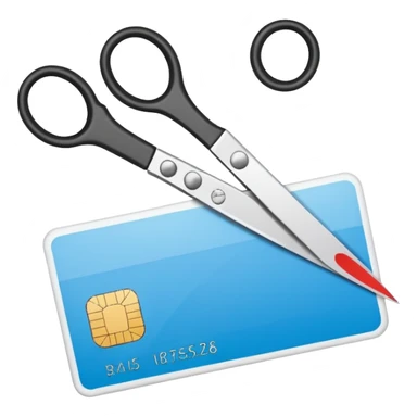 Scissors cutting an ID card in 2 halfs.hyper realistic sticker