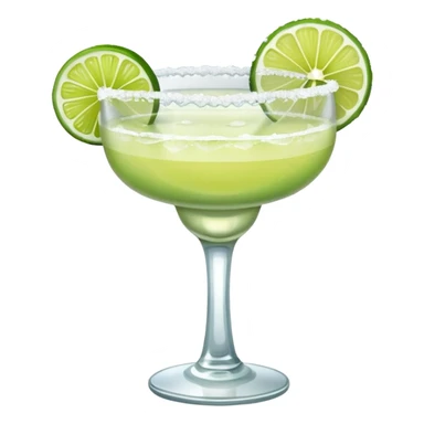 Margarita – glass with salted rim, lime wedge, ice sticker