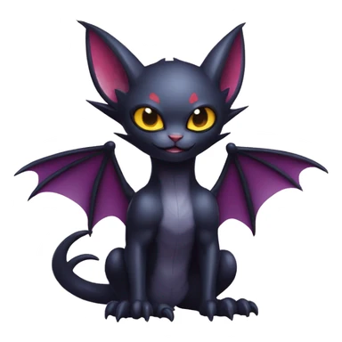 Cool Cute Edgy Chibi Bat-Cat-Noivern-Noibat-Litten-Pokémon-Fakémon-hybrid sticker