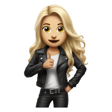Blonde women with LONG HAIR, in Leather Jacket, Body Covered with Tattoos, POINTING YOU FORWARD with her HAND with INDEX FINGER, Hyper Realistic sticker