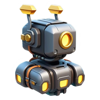 Clash of Clans aesthetic: Cinematic Playful 3D Isometric Jetpack Emoji, rendered in a 3D vector-style similar to standard emojis with minimal shading and bold, simplified shapes. A compact, distinct form with signature details, softly glowing with a futuristic sci-fi warfare charm. Simplified yet unmistakably iconic, highly detailed and consistent, glowing with a soft radiance and high shine. Stylized with a touch of high-tech brilliance and a soft glowing outline, capturing the essence of a beloved gaming relic with a friendly, playful manner! sticker