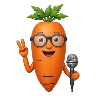 singing carrot wearing glasses with microphone sticker