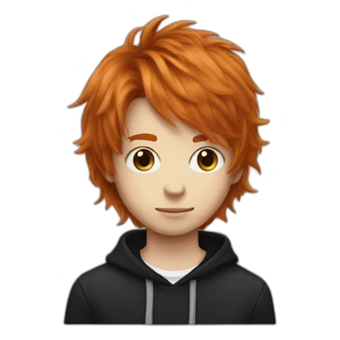 realistic emo boy choppy ginger hair side bangs sticker