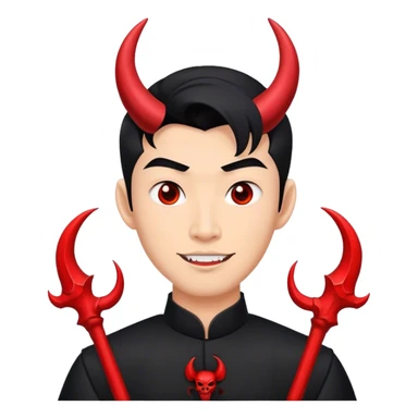 an asian male bride with the face of devil in black wedding dress sticker