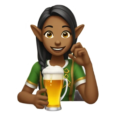 A girl with elf ears drinks beer sticker