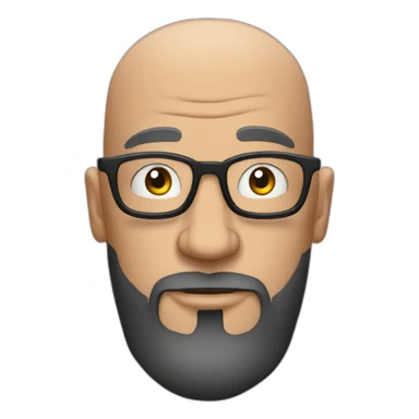 Tattooed bald man with beard and glasses, style Futurama sticker