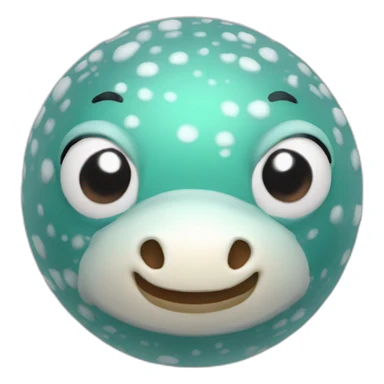 3d sphere with a cartoon frog snow Horse skin texture with calm eyes sticker
