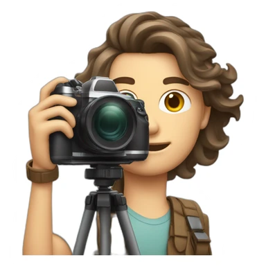 Male Photographer shaved Caucasian wavy hair brunette holding camera sticker