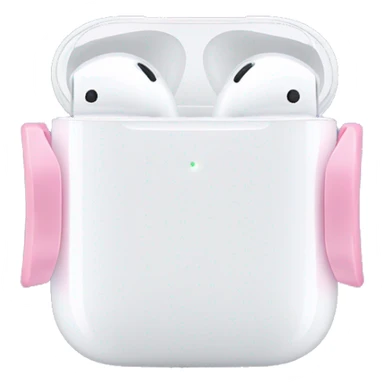 White AirPod max with light pink ribbons on each side sticker