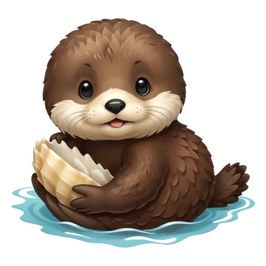 baby sea otter pup with scallop sticker