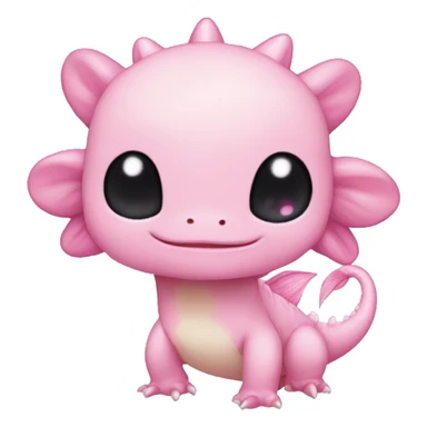 high detailed pink cute axolotl stitch chibi  sanrio pokemon like chinese dragon sticker