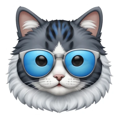 black and white cat wearing blue sunglasses sticker