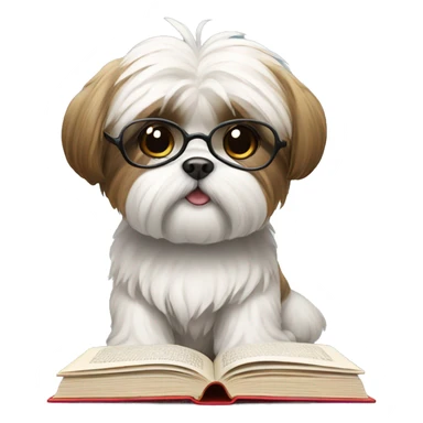 Shi tzu with book sticker