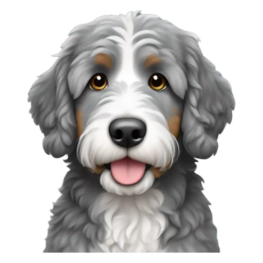 Grey bernedoodle with no white sticker