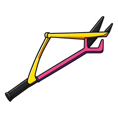 A colorful Y-shaped slingshot with elastic band sticker