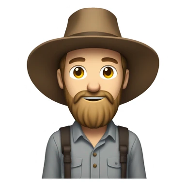 Amish brown straw hat and small beard without mustache white skin brown button down shirt whole body holding a hammer one photo  sticker