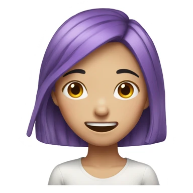 Chinese girl with purple hair cringing sticker
