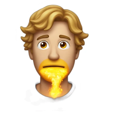 european man breath fire ball sticker