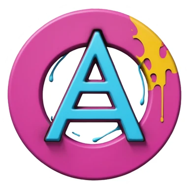 A 3D cartoon graffiti-style anarchy “A” inside a circle, rough texture, dark background, Memoji-style. sticker