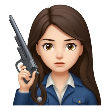 A pretty badass brunette with long hair girl who is about to kill herself witha gun pointed at her temple sticker