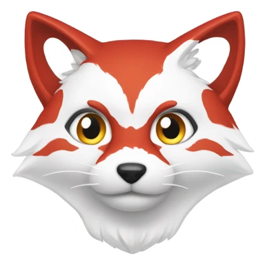 red and white kitsune head, starry-eyed sticker