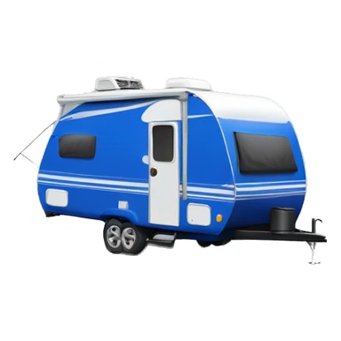 Realistic cobalt blue camping travel trailer isolated.  sticker