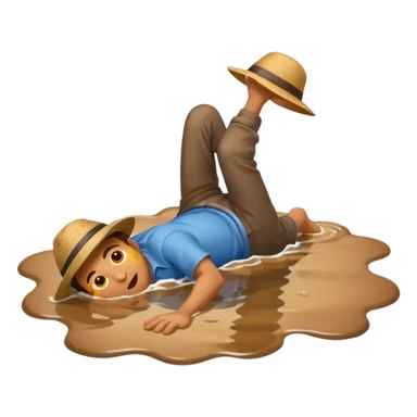 apple style emoji of a man who has fallen into a puddle, lying on his back sticker