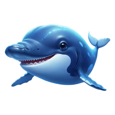 Cinematic Cute Humpback Whale Portrait Emoji, Head tilted playfully and inquisitively, featuring a softly rounded body with bright, sparkling eyes and an adorably expressive mouth, Simplified yet irresistibly adorable features, highly detailed, glowing with a warm, ocean-blue glow, high shine, affectionate and gentle, stylized with a touch of whimsical aquatic charm, soft glowing outline, capturing the essence of a friendly and endearing whale that seems as if it could sing its way into your heart! sticker