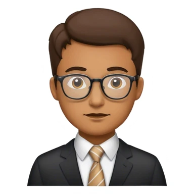 Manager with glasses and a tie sticker