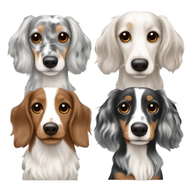 Tri Merle long haired Dachshunds together sticker