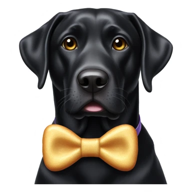 Black lab with bow tie holding treat sticker