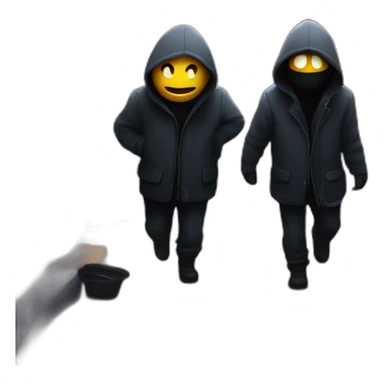 In a dimly lit alley, two suspicious figures were plotting to get away with a daring heist.  sticker