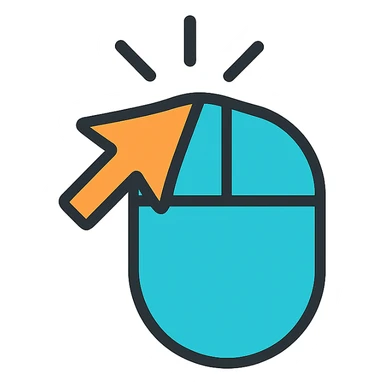 mouse click icon, lineal color icon with black outlines, vibrant and clear sticker