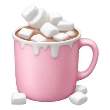A pink mug cup fill with hot chocolate and have some marshmallows in it sticker