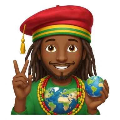 A rasta man bigging up di whole world 🎯🌍👊🏾👊🏻👊🏿🌍🎯 reggae vibes 🎶, love and unity ✨💛💚❤️, every nation stand strong 🇯🇲🌐 with the world in his hand sticker