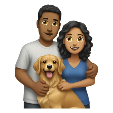 Hispanic couple with golden retriever  sticker