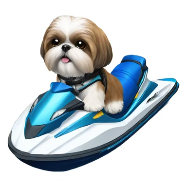 shih tzu on a jet ski sticker