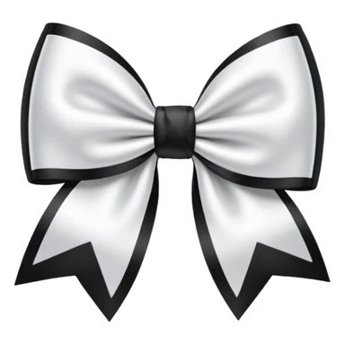 white satin Bow + black bow sticker
