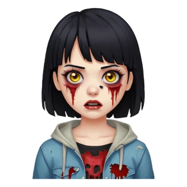 black haired zombie girl with bangs and eyeliner sticker