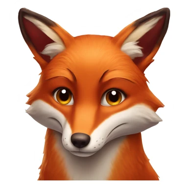 deep lush red fox face with tiny red heart instead of eyes sticker