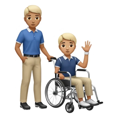 a golfer knocking someone off of their wheelchair sticker