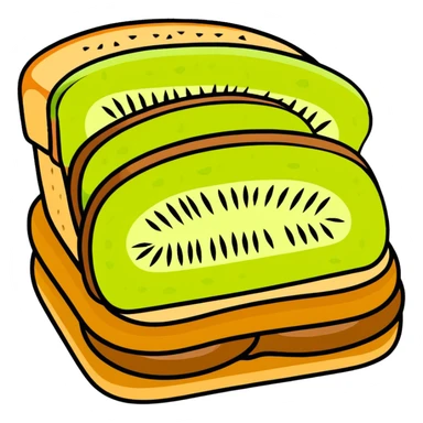 Kiwi sandwich with sliced kiwi fruit between bread slices sticker