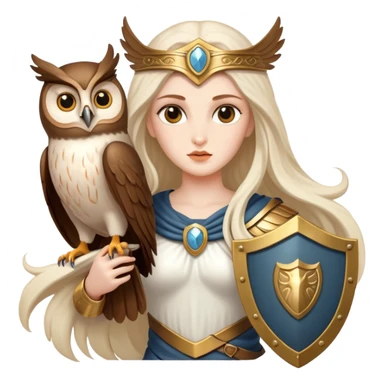 Goddess Athena with owl and shield sticker