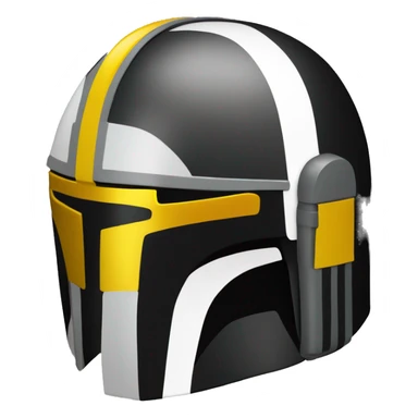 black and yellow mandalorian helmet with antenna sticker