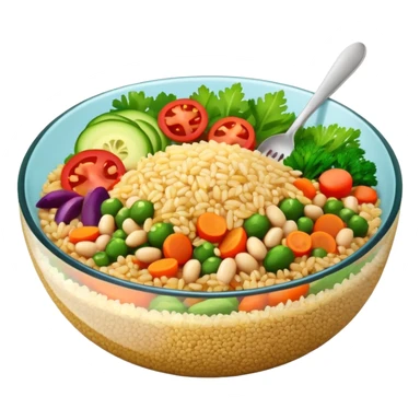 Quinoa Bean glass bowl with rice and vegtables sticker