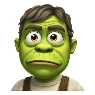 shrek with moustache pepe looking sad sticker