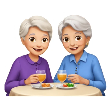 conversación dentro de un restaurant  dos personas y una de las persoans sea una abuela sticker