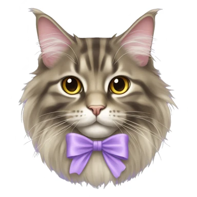 Maine coon cat with light purple bow sticker