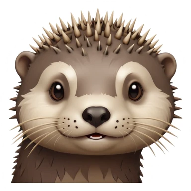 really cute confused otter face with wooden thorny bramble stem wrapped around its forehead, spiky asymmetric thorns, no leaves, only face and neck visible sticker